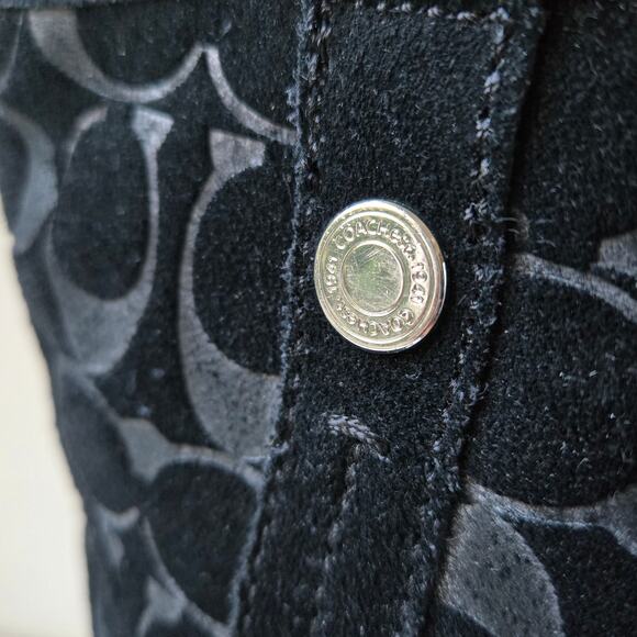 Coach Tullip Signature Print Suede Black Leather Fleece Winter Boots Womens 7 B - Picture 7 of 16